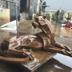 Geometric Bronze Panther Sculpture