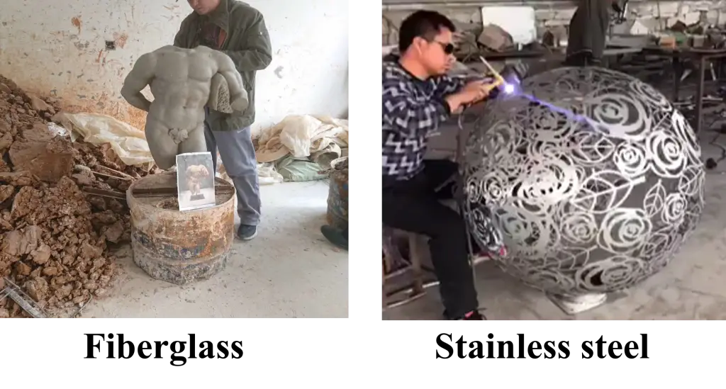 custom design fiberglass statue stainless steel sculpture