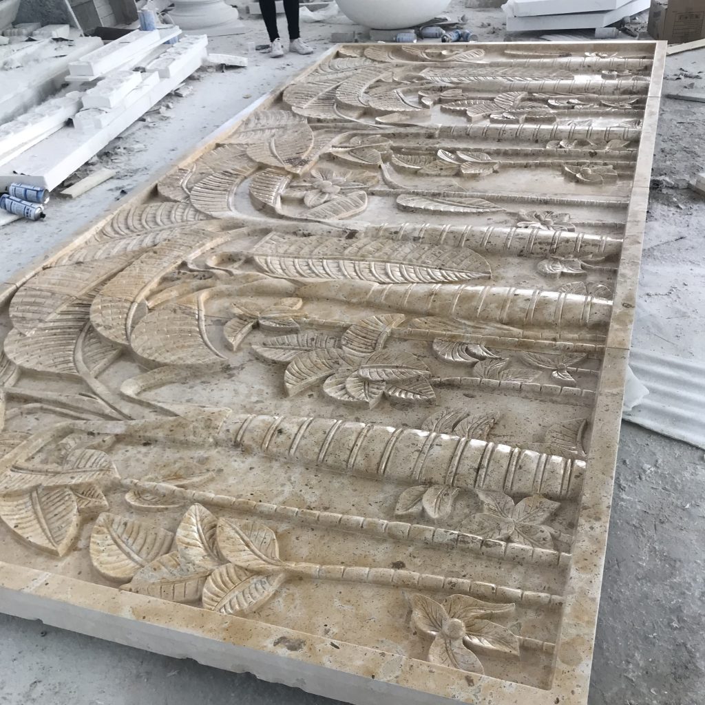 Marble palm tree relief (