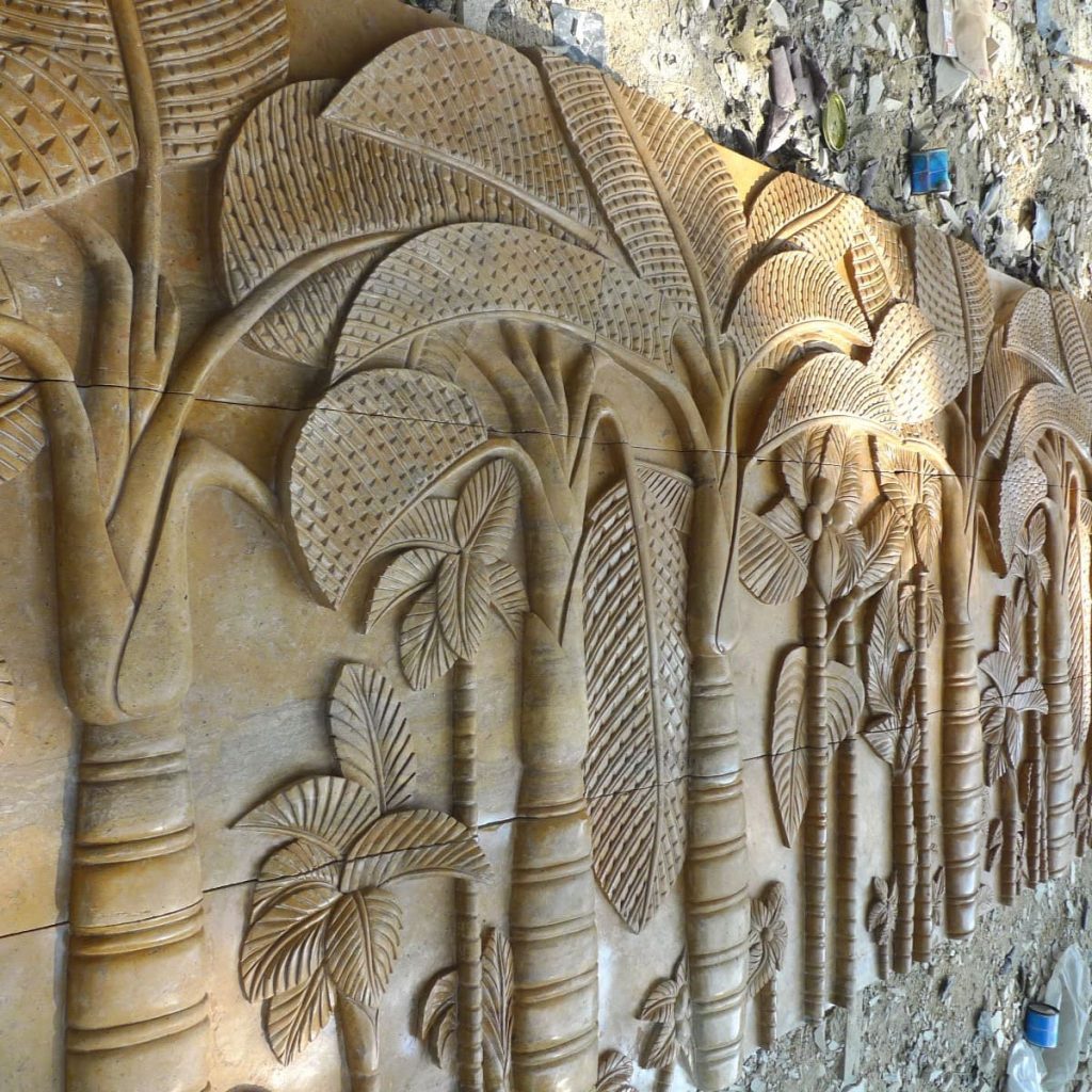 Marble palm tree relief (