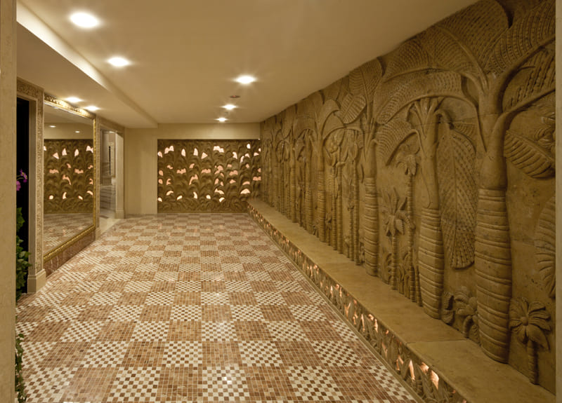 Marble palm tree relief (