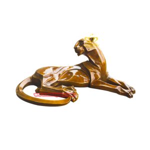 Geometric Bronze Panther SculptureBronze Leopard Sculpture