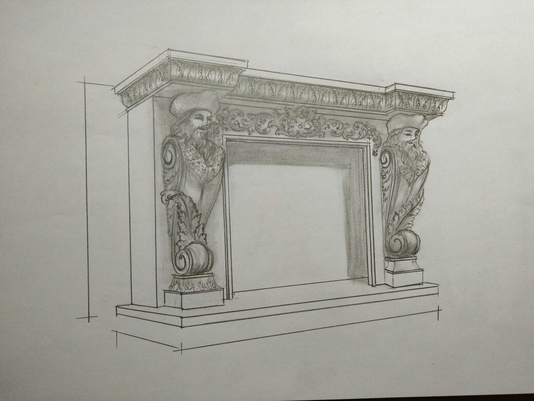 Custom green granite stone fireplace GSF170 2 marble fireplace