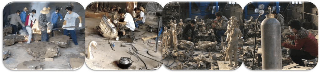 Manual pouring bronze sculpture
