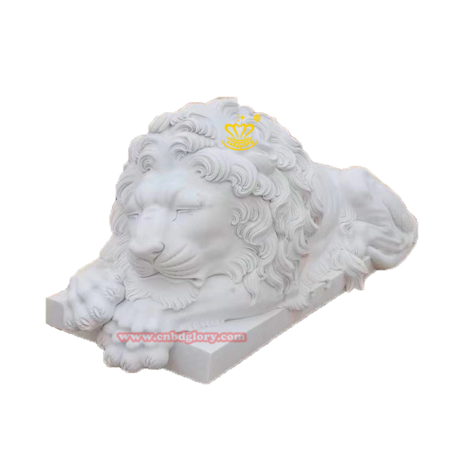 Marble sleeping lion statue