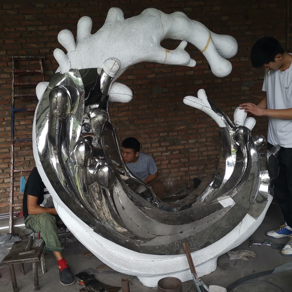 Stainless steel wave splash sculpture 4 stainless steel sculpture