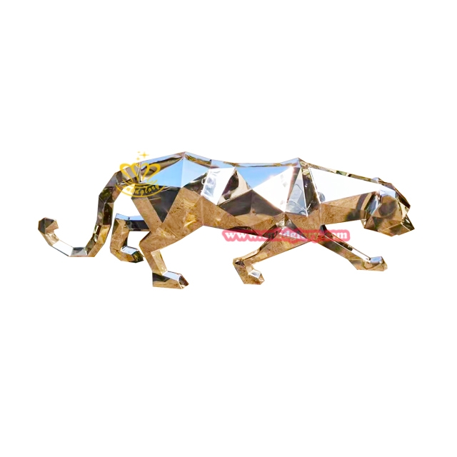 Precision-Crafted Stainless Steel Leopard Sculpture SLS150 1 Stainless Steel Leopard Sculpture