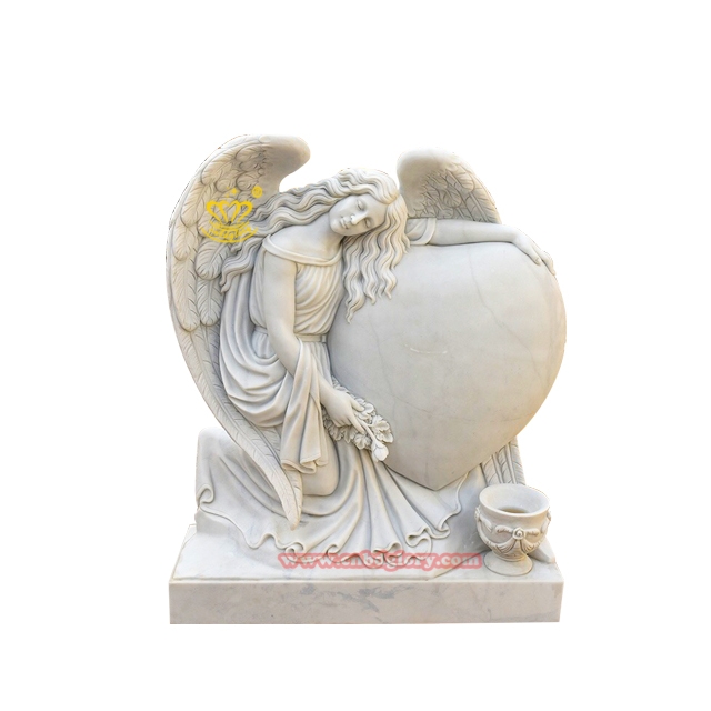 Cemetery Marble Weeping Angel Tombstone MAT160 3 Marble Angel Heart Headstone