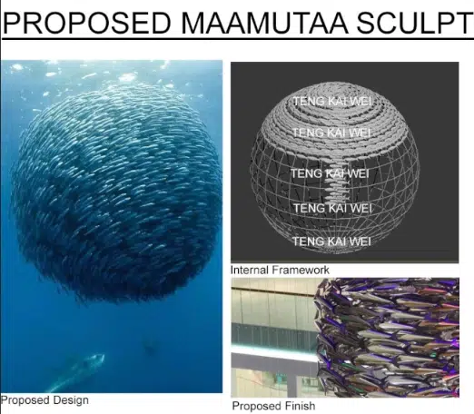 stainless steel fish ball sculpture