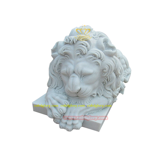 Beige Marble sleeping lion statue BMS160 4 Marble sleeping lion statue