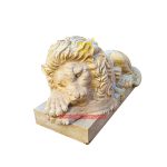 Marble sleeping lion statue