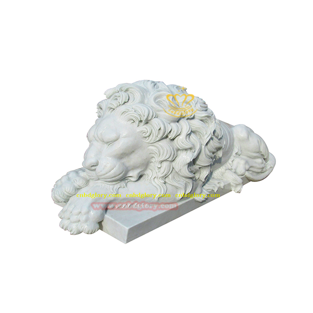 Beige Marble sleeping lion statue BMS160 6 Marble sleeping lion statue