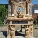Double layered European beige marble fireplace