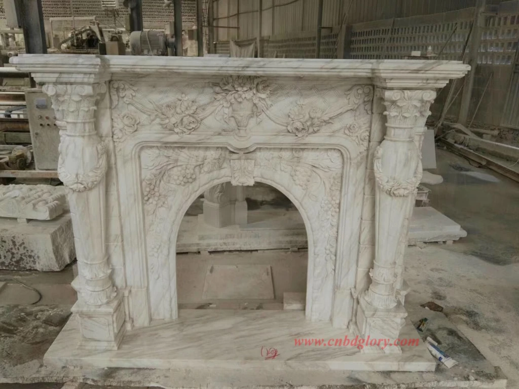 Carrara White Marble Fireplace Mantel CMF150 1 Carrara white marble fireplace mantel