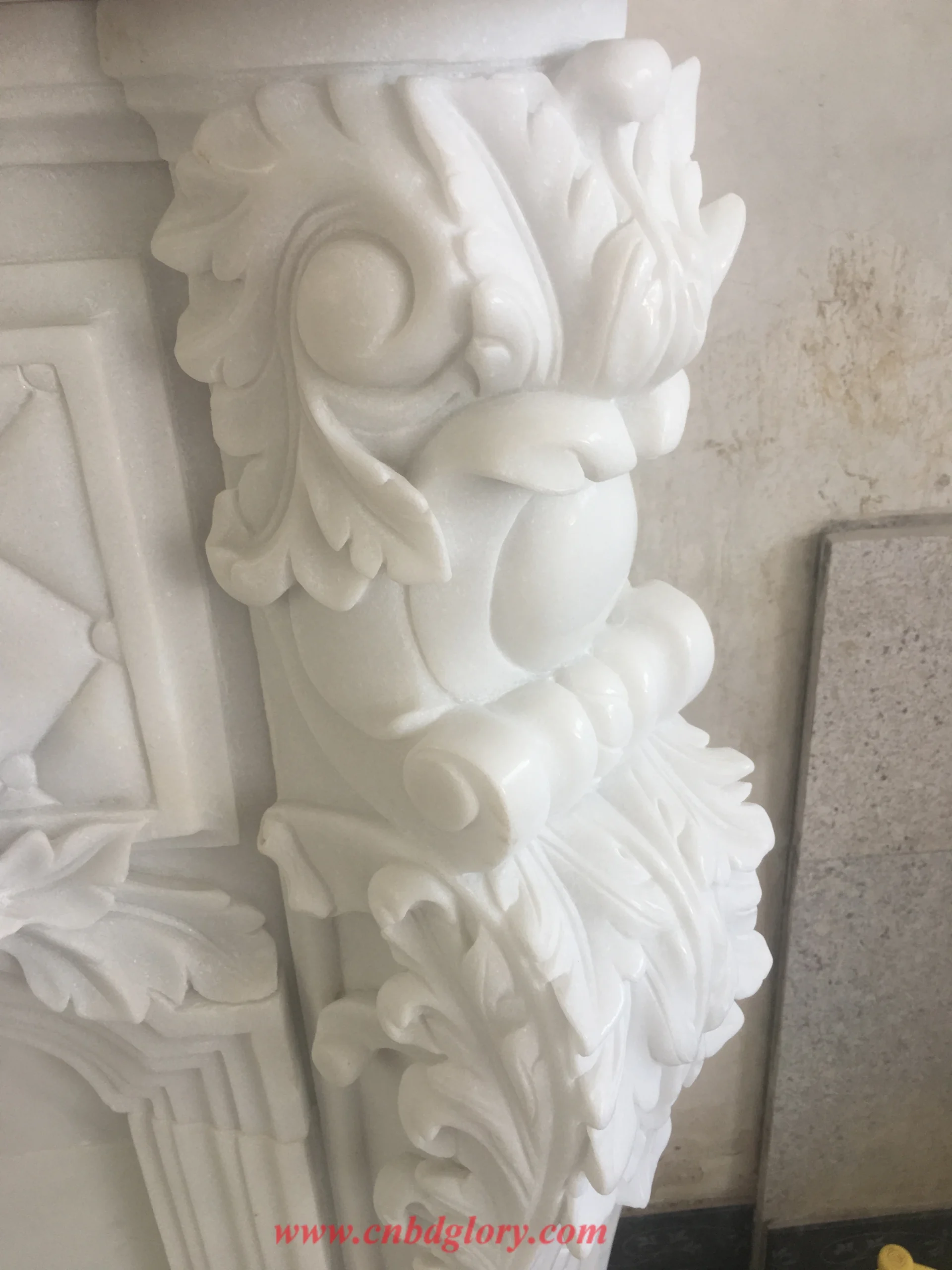 Custom Hand Carved Stone Fireplace Mantel CSF150 4 Custom Hand Carved Stone Fireplace Mantel