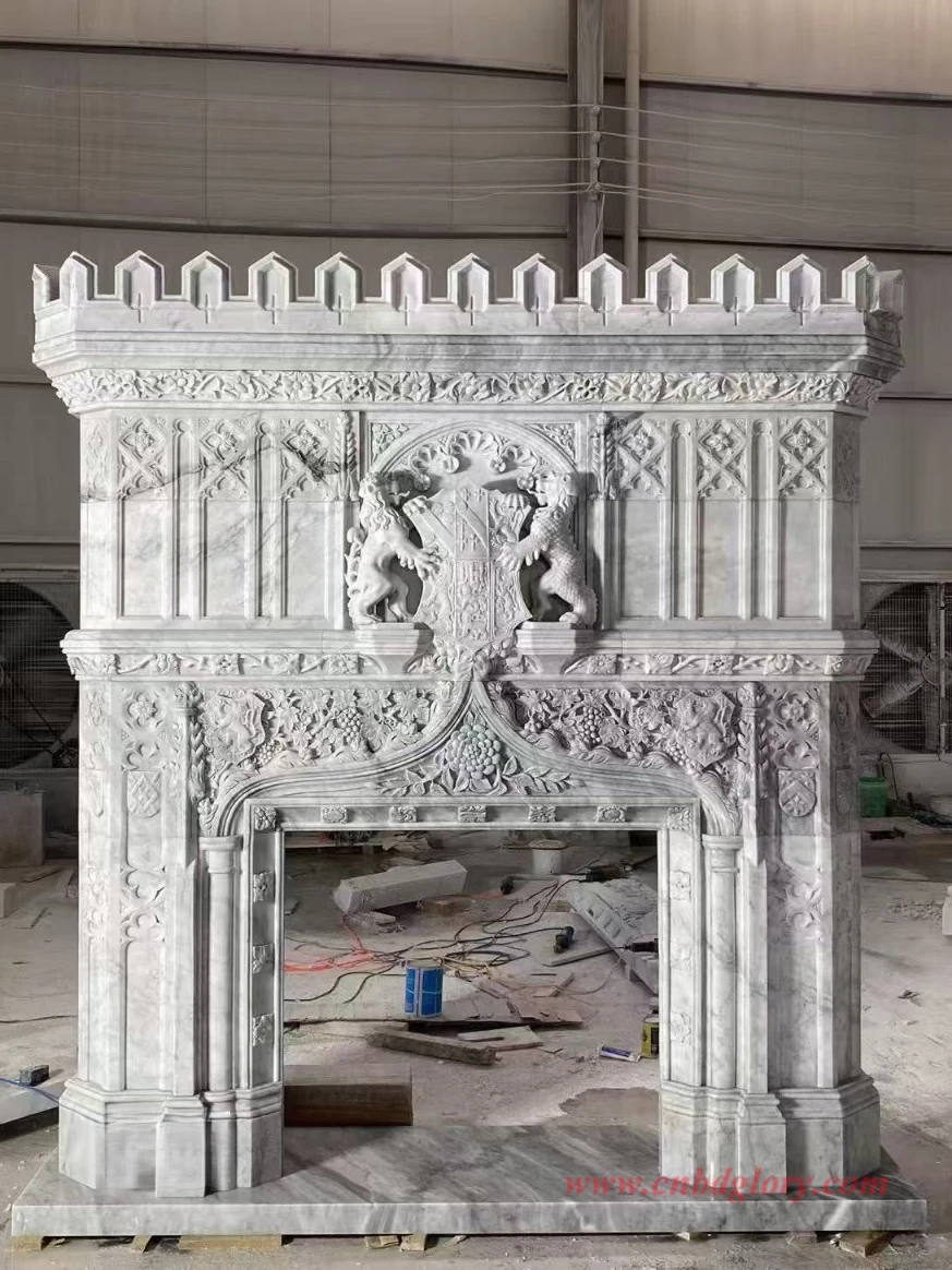 Elegant White Marble Fireplace Surround MFS180 1 Elegant White Marble Fireplace Surround