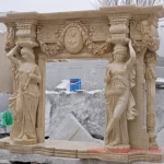 Egyptian Beige Marble Caryatid Fireplace