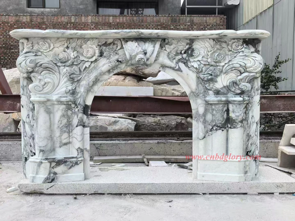 Natural Stone Sculpture Marble Fireplace Mantel NSF110 1 Natural Stone Sculpture Marble fireplace mantel