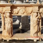 Beige Marble Statue Fireplace Mantel