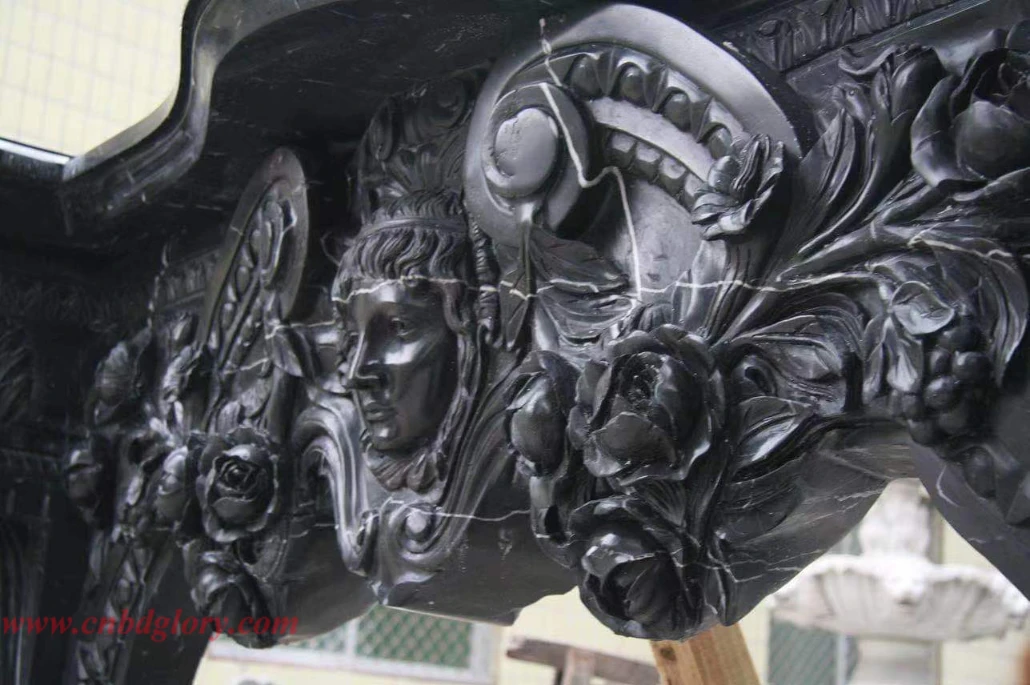 Black Marble Caryatid Statue Fireplace BMF180 2 Black Marble Caryatid Statue Fireplace