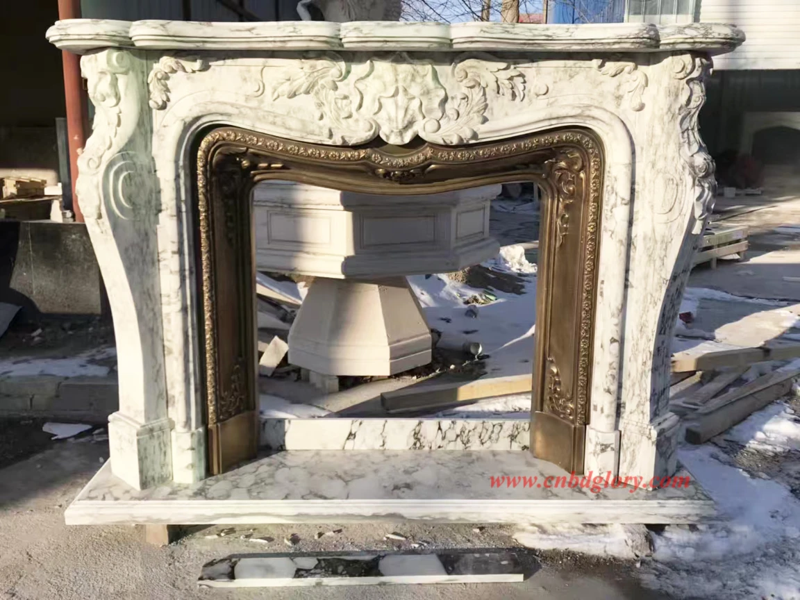 Natural Arabescato Marble Fireplace AMF150 5 Natural Arabescato Marble Fireplace
