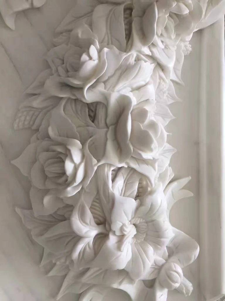 Custom Natural Stone Fireplace Surround Mantel CSF160 4 white marble fireplace mantel