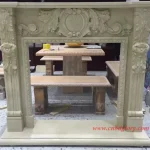 Egyptian beige marble fireplace