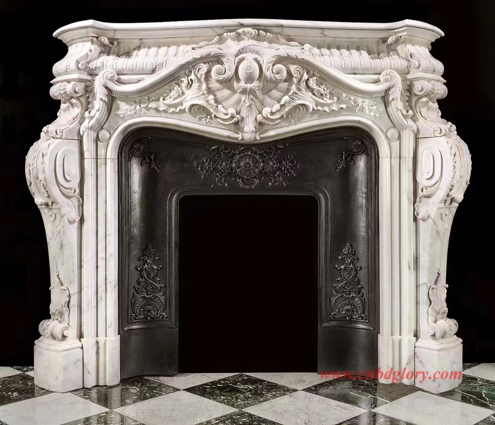 Custom Marble Fireplace by Sculpture Factory MFS160 1 Custom Marble Fireplace by Sculpture Factory