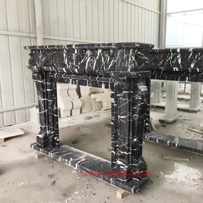 Hand-Carved Marble Fireplace Mantel MF160 2 marble fireplace mantel