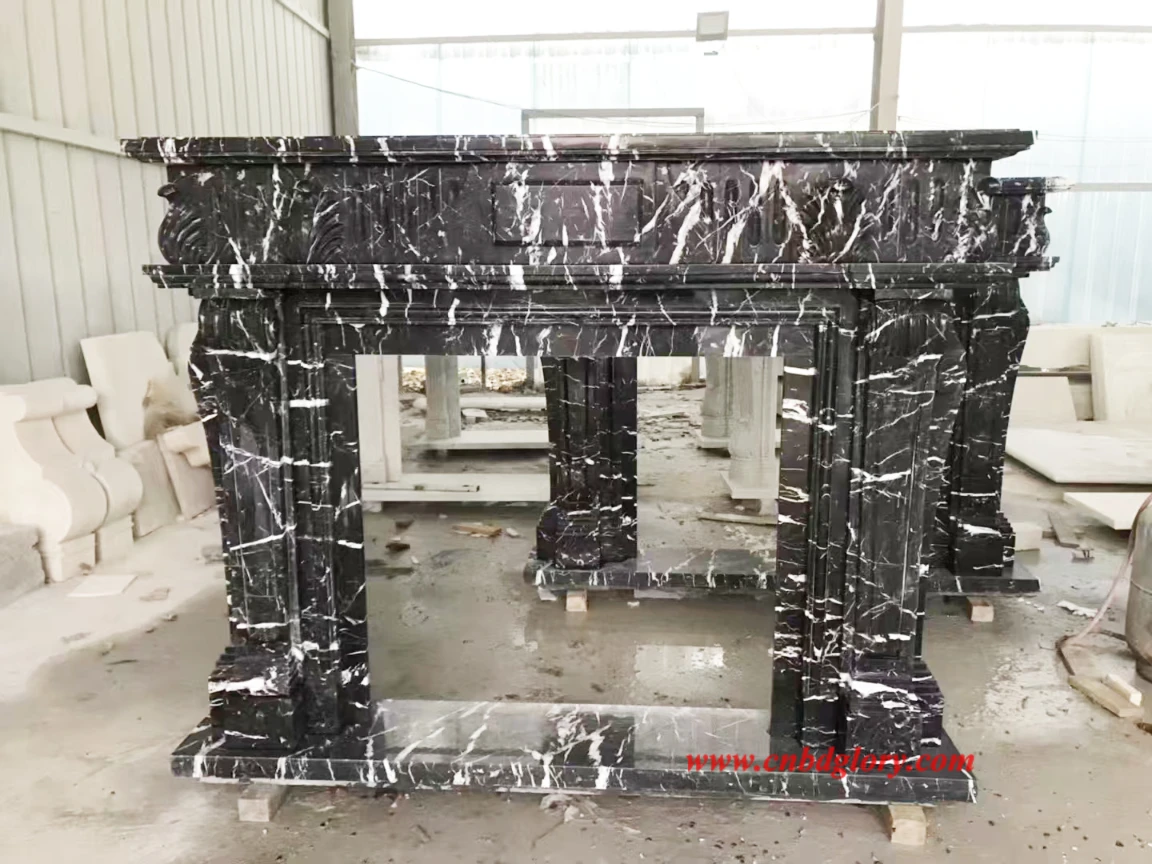 Hand-Carved Marble Fireplace Mantel MF160 1 marble fireplace mantel