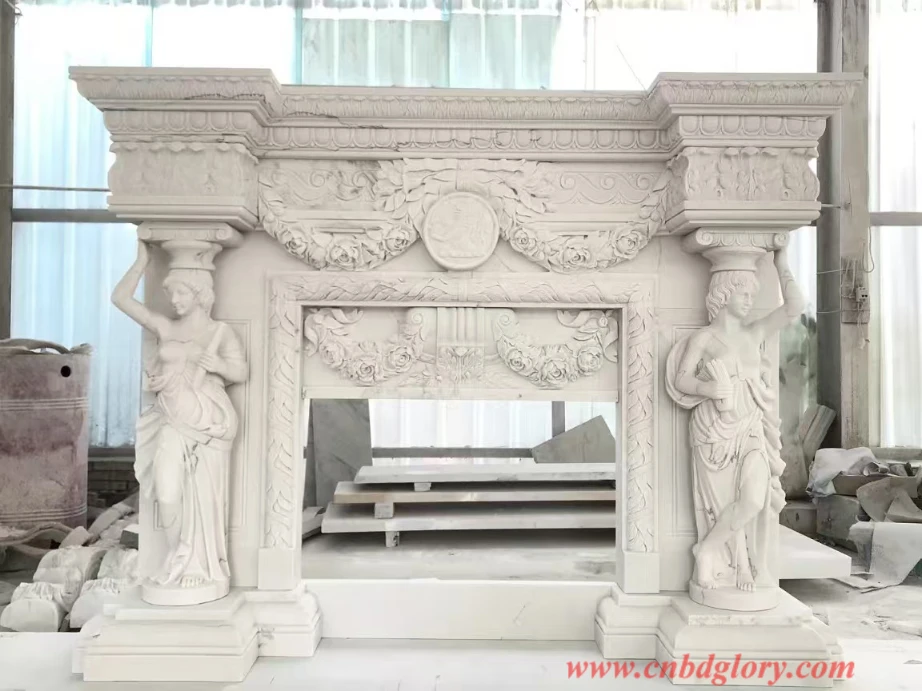 Natural White Marble Handmade Fireplace Frame MF 160 1 Marble Handmade Fireplace Frame