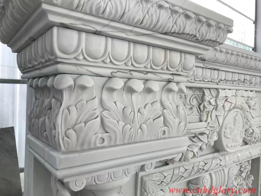 Natural White Marble Handmade Fireplace Frame MF 160 6 Marble Handmade Fireplace Frame