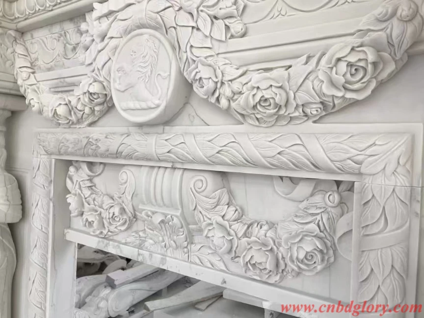 Natural White Marble Handmade Fireplace Frame MF 160 3 Marble Handmade Fireplace Frame