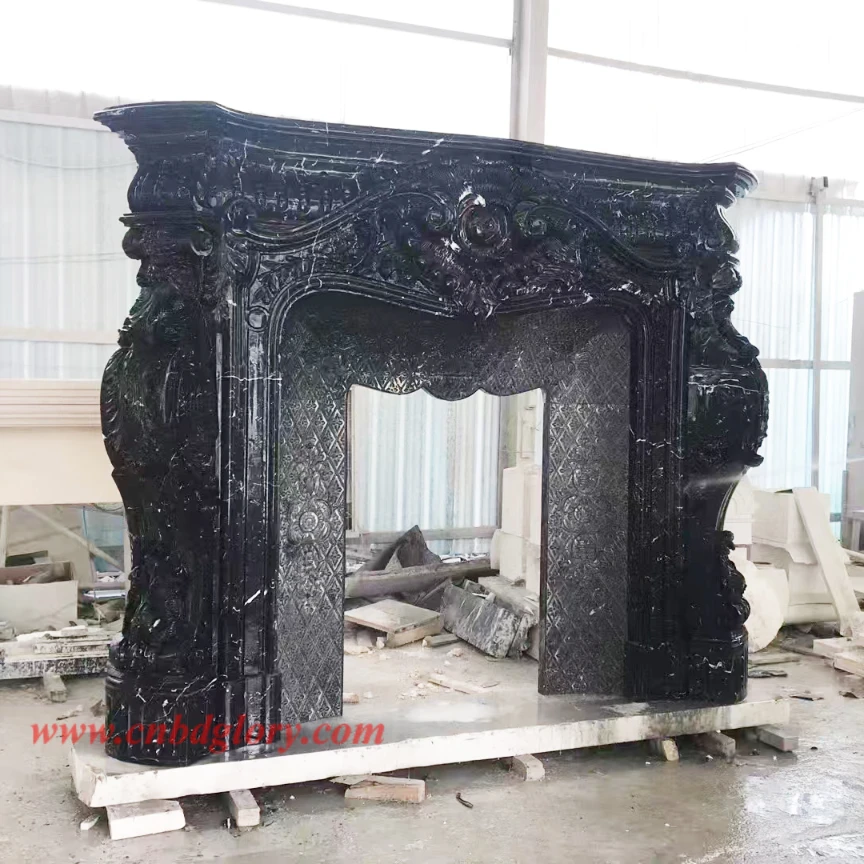 Hand-Carved Marble Fireplace Mantel MF160 3 marble fireplace mantel
