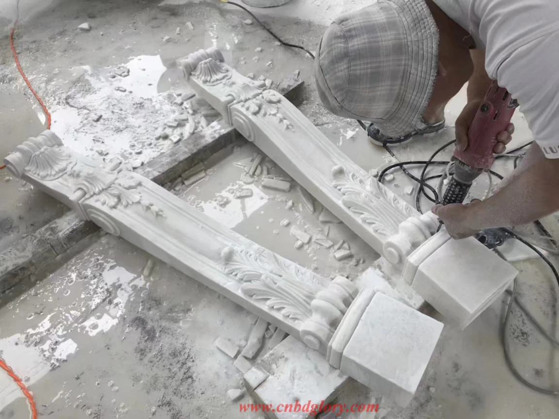 White Marble Fireplace Mantel MFM160 4 Egyptian beige marble fireplace