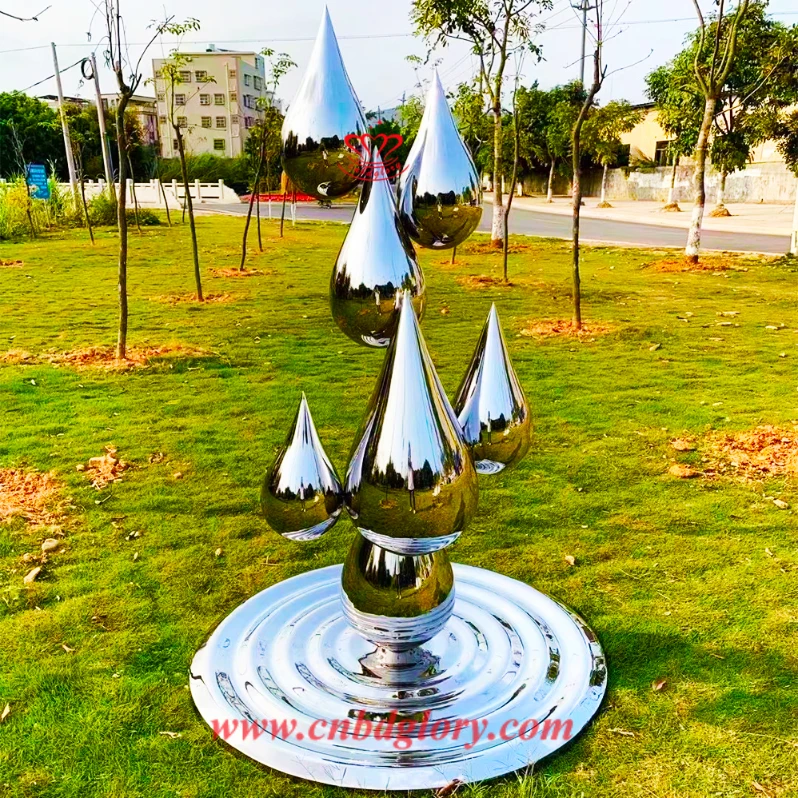 304 Stainless Steel Water Drop Sculpture SD120 2 SS Sculpture Maker Custom Waterdrop