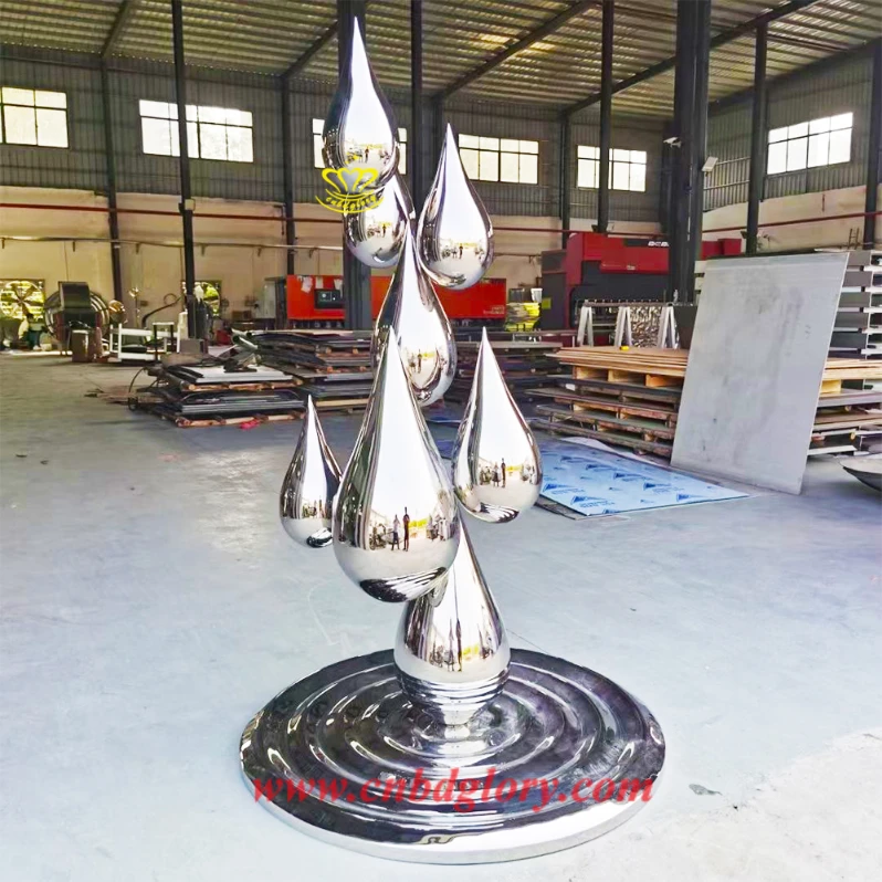 304 Stainless Steel Water Drop Sculpture SD120 3 Stainless steel droplet combination sculpture