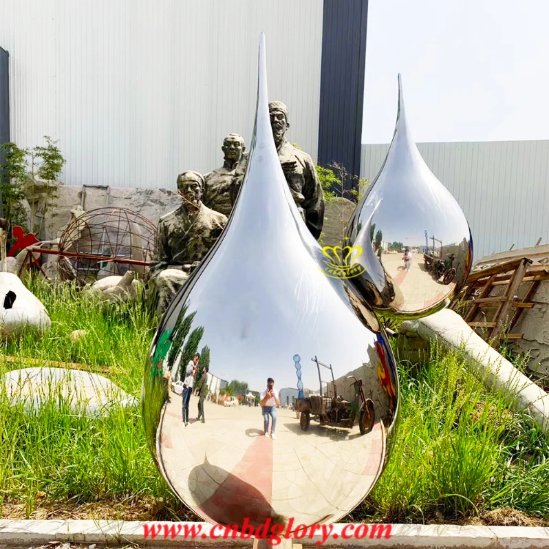 Stainless Steel Mirror Waterdrop Sculpture MWS100 1 Stainless Steel Mirror Waterdrop Sculpture