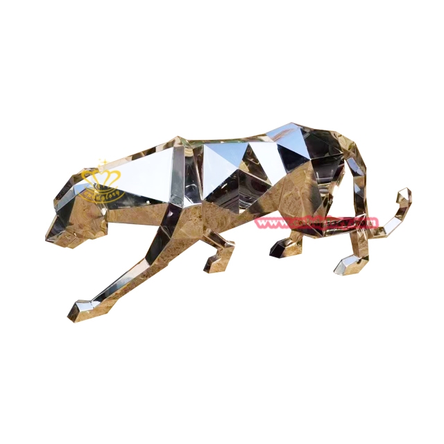 Precision-Crafted Stainless Steel Leopard Sculpture SLS150 2 Animal Stainless Steel Leopard Sculpture