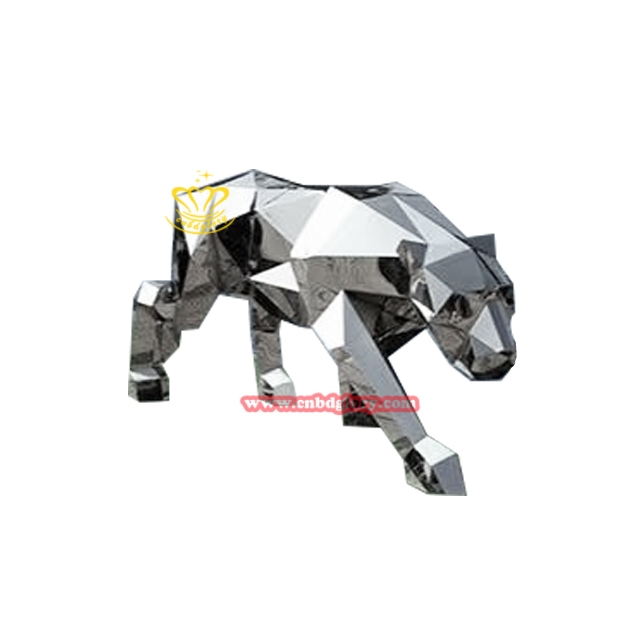 Precision-Crafted Stainless Steel Leopard Sculpture SLS150 3 Stainless Steel Geometric Leopard Sculpture