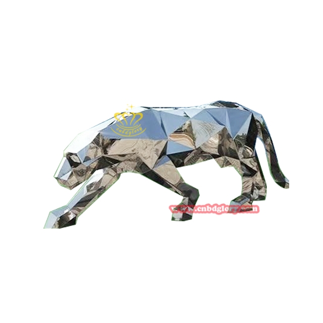 Precision-Crafted Stainless Steel Leopard Sculpture SLS150 4 Geometric Leopard Sculpture