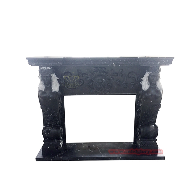 Customized Black Marble Statue Fireplace BMF130 1 Customized black marble statue fireplace