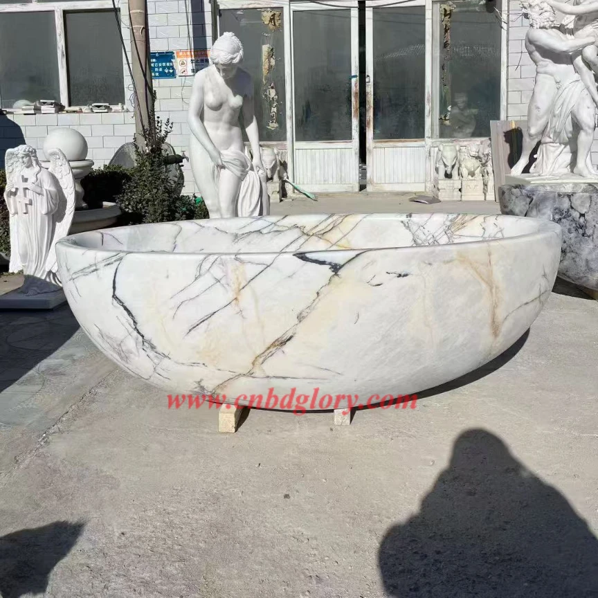 Custom Italian Carrara Marble Bathtub IMB160 3 Custom Sculpture Factory Lilac Marble Bathtub