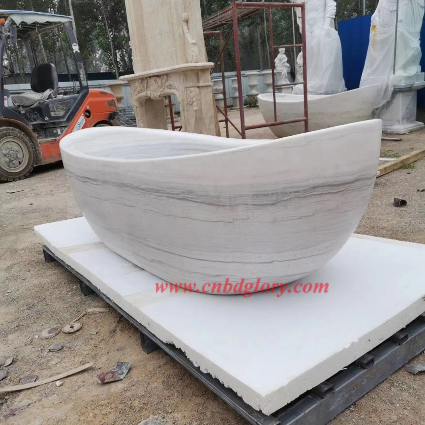 Luxury Hand-Carved Freestanding Marble Bathtub