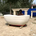 Hand-Carved Marble Freestanding Oval Bathtub