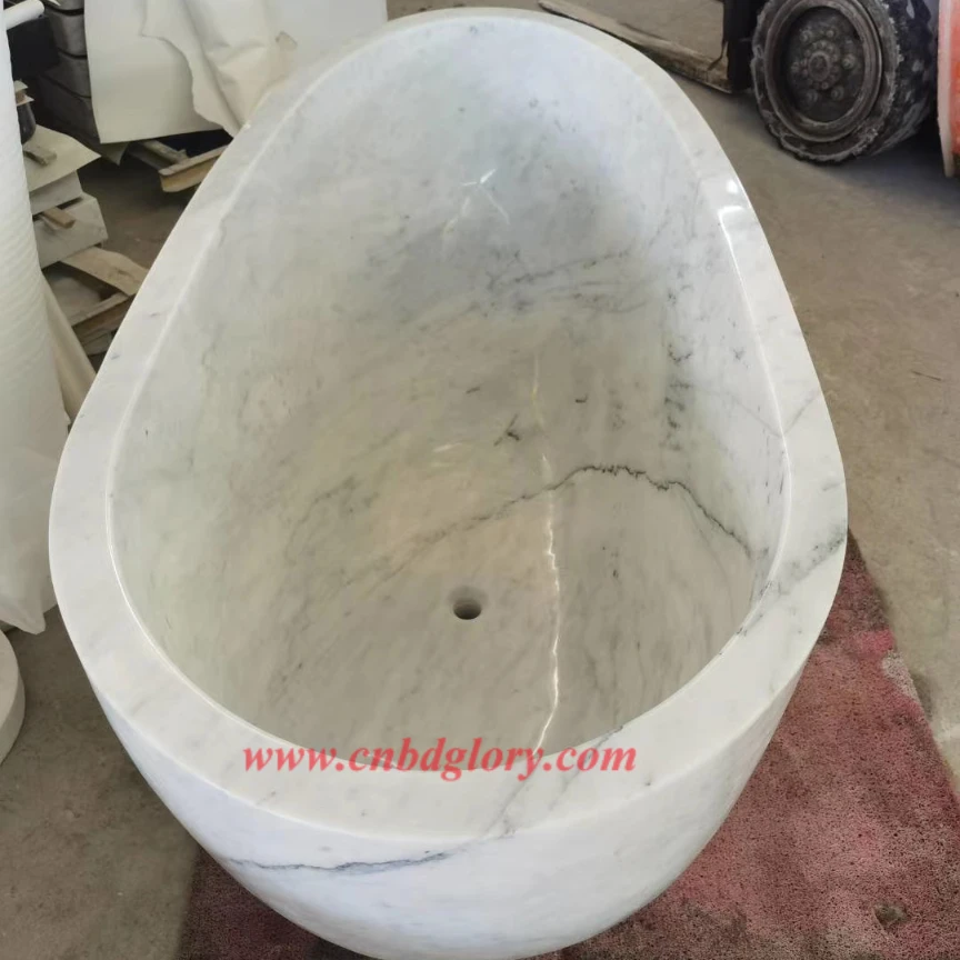 Hotel Luxury Oval Marble Freestanding Bathtub