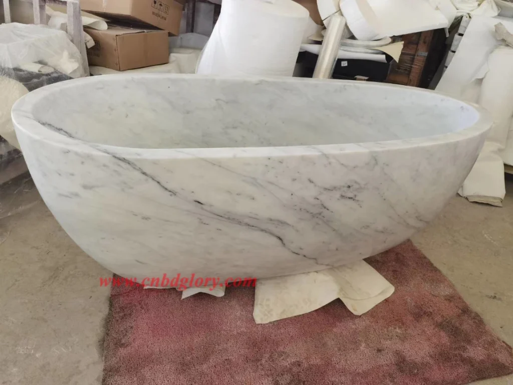 Home Bathroom Freestanding Carrara Marble Bathtub