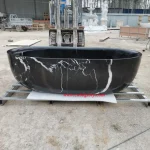 Nero Marquina Marble Polished Solid Bathtub