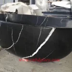 Oval Nero Marquina Marble Soaking Bathtub