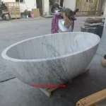 Carrara White Marble Oval Stone Bathtub